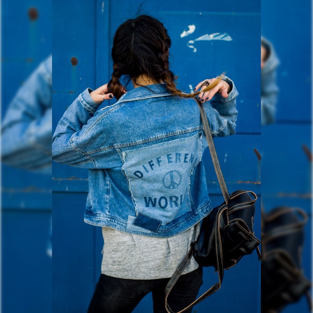 Zara “Different World“ Patchwork Denim Jacket - image 7